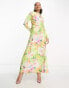 Фото #2 товара ASOS DESIGN satin cowl neck maxi dress with ruching detail in bright floral