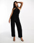 Vero Moda cross front plisse jumpsuit in black Черный, L - EU 40 - фото #4