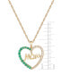 ფოტო #4 პროდუქტის Emerald (3/8 ct. t.w.) & Diamond (1/8 ct. t.w.) Mom 18" Pendant Necklace in 14k Gold