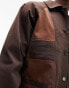 Фото #8 товара Topman deconstructed mac with contrast panel in brown