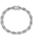 Фото #1 товара Men's Cubic Zirconia Rope Link Bracelet in Sterling Silver, Created for Macy's