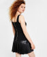 Фото #2 товара Women's Faux-Leather Square-Neck Peplum Top, Created for Macy's