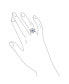 Winter Holiday Christmas Statement 2 Tone Blue Clear Cubic Zirconia Flower Snowflake CZ Ring Cocktail For Women .925 Sterling Silver