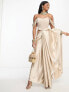 Kanya London Bridesmaid off shoulder structured corset top co-ord in champagne