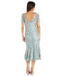 Women's Embroidered Tea-Length Flounce Dress