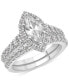 ფოტო #3 პროდუქტის GIA Certified Diamond Marquise & Round Halo Bridal Set (2-1/4 ct. t.w.) in 14k White Gold