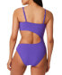 Bar III HIBISCUS Micro Rib One-Shoulder Cutout One-Piece Swimsuit US Large