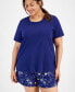 Фото #5 товара Plus Size Floral Short-Sleeve Pajamas Set, Created for Macy's