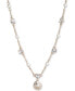 Gold-Tone Imitation Pearl & Crystal Logo Pendant Necklace, 16" + 3" extender