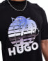 HUGO Blue nereo t-shirt in black with palm tree logo print