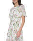 ფოტო #4 პროდუქტის Petite Printed Flutter-Sleeve Faux-Wrap Chiffon Dress