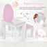 Фото #10 товара Салон красоты Costway Принцесса Компактный Туалетный Столик с Табуреткой, Розовый и Белый