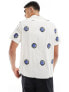 Paul Smith revere collar shirt in cream with all over blue print