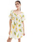 Wednesday's Girl lemon print mini smock dress in white