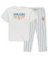 Фото #4 товара Пижама Concepts Sport мужская белая с королевскими полосками "Нью-Йорк Метс" больших размеров.
