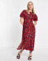 Фото #1 товара Influence puff sleeve midi tea dress in red floral print