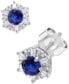 ფოტო #3 პროდუქტის Sapphire (5/8 ct. t.w.) & Diamond (1/10 ct. t.w.) Stud Earrings in 14k White Gold (Also in Emerald & Ruby)