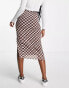 Фото #2 товара Monki mesh midi skirt in checkerboard pink