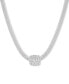 Macy's cubic Zirconia Square Charm Mesh Link Pendant Necklace in Sterling Silver, 18" + 2" extender