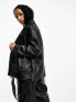 ASOS DESIGN Petite oversized premium real leather biker jacket in black