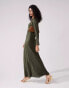 ASOS DESIGN satin biased maxi dress with button detail in emerald green