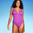 Women's Ribbed Triangle One Piece Swimsuit - Shade & Shore Purple XS