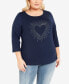 Фото #1 товара Plus Size Love Heart 3/4 Sleeve Top