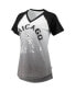 Women's Black and White Chicago White Sox Shortstop Ombre Raglan V-Neck T-shirt