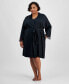 Plus Size Lace-Trim Stretch Satin Wrap Robe, Created for Macy's