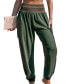 ფოტო #1 პროდუქტის Women's Olive Smocked Waist Patch Pocket Tapered Leg Pants