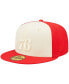 ფოტო #2 პროდუქტის Men's Cream, Red Philadelphia 76ers Cork Two-Tone 59FIFTY Fitted Hat