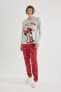 Fall in Love Disney Mickey & Minnie Regular Fit Uzun Kollu Pijama Takımı