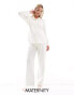 Loungeable Maternity soft touch long pyjama set in cream