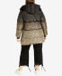 Plus Size Indi Print Puffer Hooded Jacket