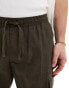 Brave Soul linen blend elasticated waist cargo trousers in khaki