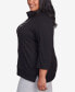 Plus Size Drama Queen Solid Cowl Neck Top with Necklace