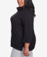 ფოტო #3 პროდუქტის Plus Size Drama Queen Solid Cowl Neck Top with Necklace