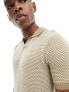 Only & Sons short sleeve knitted polo in beige with polka dot