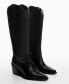 ფოტო #2 პროდუქტის Women's Plain Cowboy Leather Boots