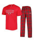 ფოტო #1 პროდუქტის Men's Red, Black Chicago Bulls Badge T-shirt and Pajama Pants Sleep Set