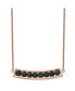 Rose IP-plated Bar Black Grain Stone 17.5 inch Cable Chain