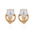 Gold-Tone Clear Glass Stone Clip On Stud Earrings