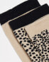 Фото #3 товара Wednesday's Girl leopard print sock multipack in beige