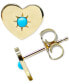 ფოტო #1 პროდუქტის Turquoise Heart Stud Earrings in 14k Gold