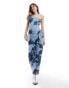 Фото #2 товара ASOS DESIGN one shoulder frill maxi dress with ruffles in blue floral print