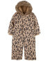 Фото #2 товара Toddler Leopard Fleece-Lined Snowsuit 5T