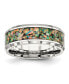 Stainless Steel Polished Imitation Opal Inlay 8mm Band Ring