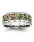 ფოტო #1 პროდუქტის Stainless Steel Polished Imitation Opal Inlay 8mm Band Ring