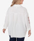 Фото #2 товара Plus Size Solid Embroidered Crepe Top