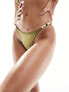 South Beach beaded high leg bikini bottom in high shine green